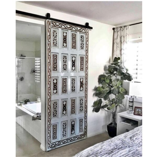 Hand Carved White Antique Door