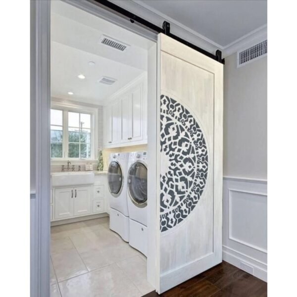 Hand Carved Mandala Barn Door