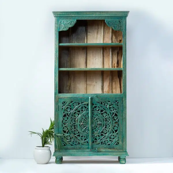 Hand Carved Green Display Unit