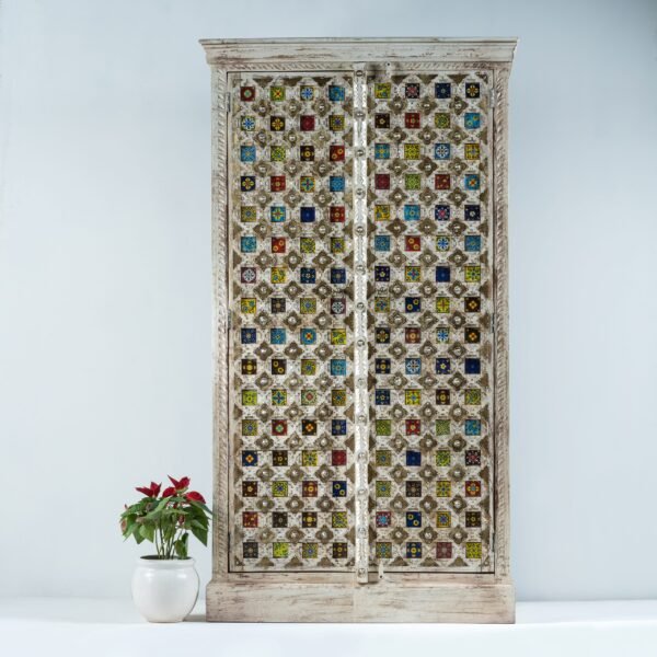 Traditional Colorful Tiles Bar Large Cabinet