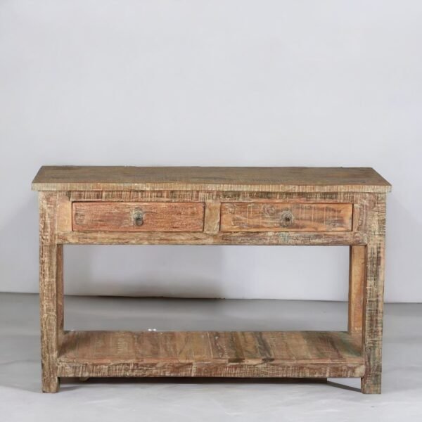 Reclaimed Distressed 2 Drawers Console Table