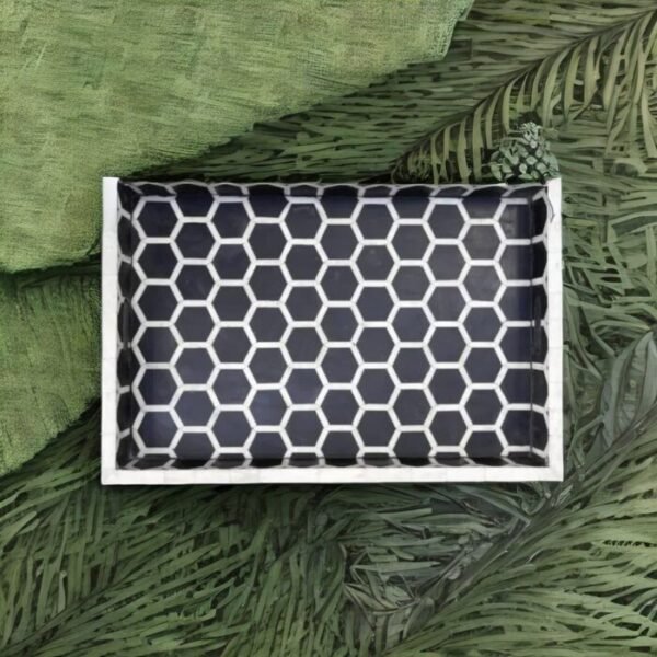 Bone Inlay Honeycomb Pattern Serving Tray