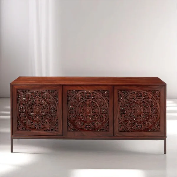 Hand Carved Floral Panel Sideboard