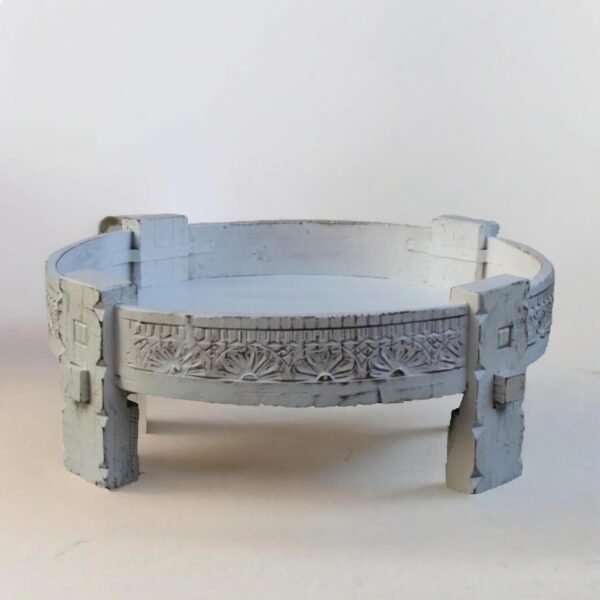 Traditional White Wooden Chakki Tafel Coffee Table