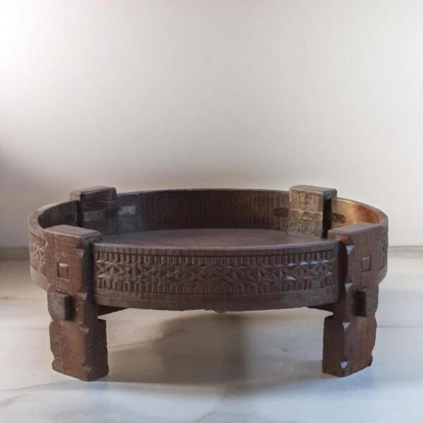 Traditional Wooden Chakki Grinder Coffee Table