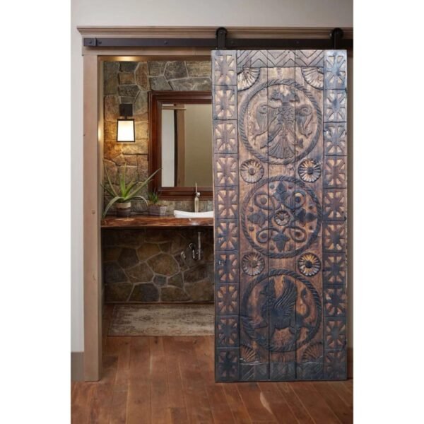 Hand Carved Black and Brown Door