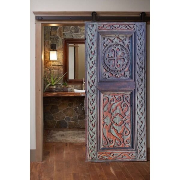 Hand Carved Rustic Brown Barn Door