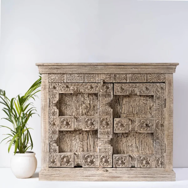 Hand Carved Antique Door Sideboard