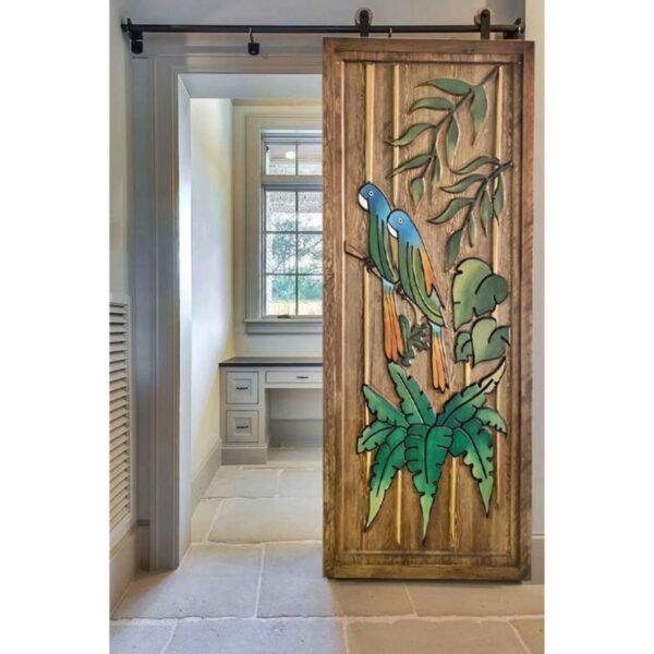 Hand Carved Parrot Barn Door