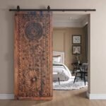 Hand Carved Mandala Natural Wooden Door
