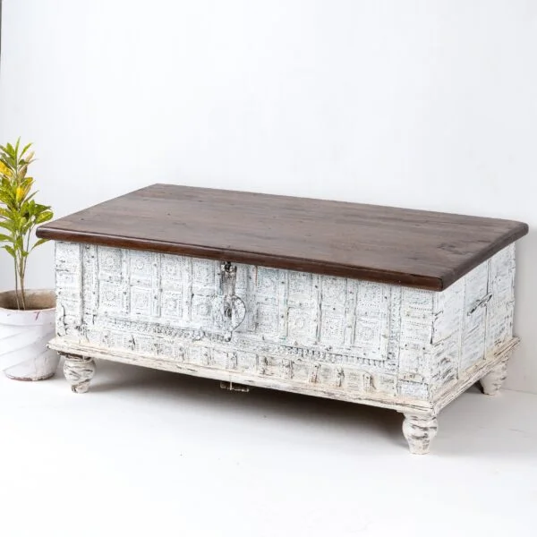 Traditional Pitara Brown Top Chest Coffee Table