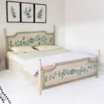 Hand painted Floral Solid Wood Bed