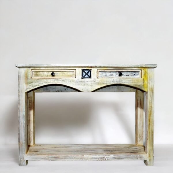 Reclaimed Vintage Whitewashed Console Table