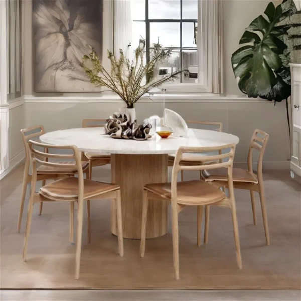 Modern Marble Top Round Dining Table Set