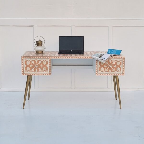 Abstract Table Bone Inlay Study Table