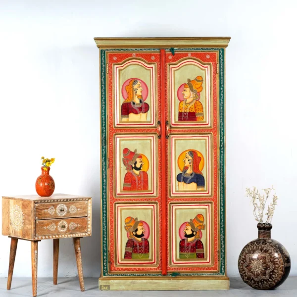 Hand Painted Indian Antique Style Wardrobe