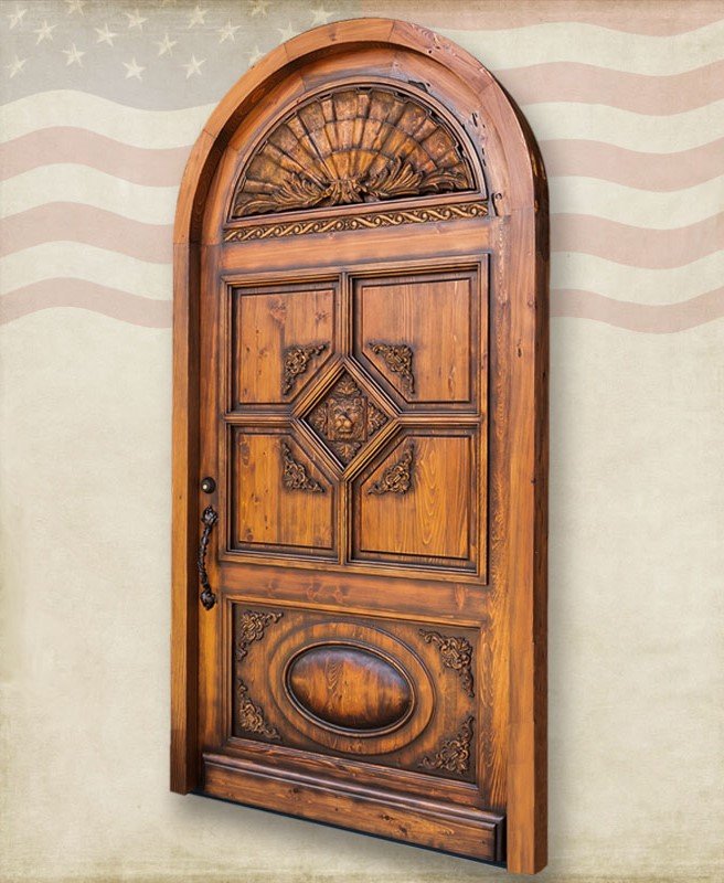 Custom-Hand-Carved-Lion-Arch-Door-1