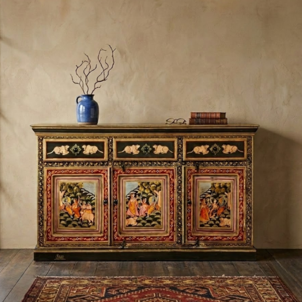 Hand Painted Indian Antique Sideboard