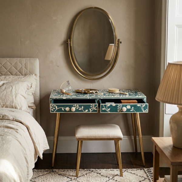 Bone Inlay Floral Desk And Dressing Table