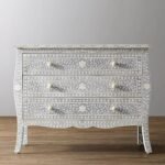 Bone Inlay French Style Floral Chest Of Three Drawers