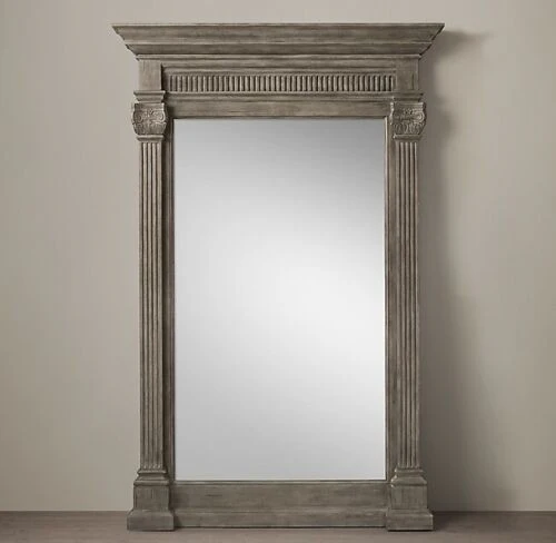 Hand Carved Indian Mehrab Mirror Frame In Grey