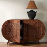 Rattan Handmade Brown Two Door Sideboard