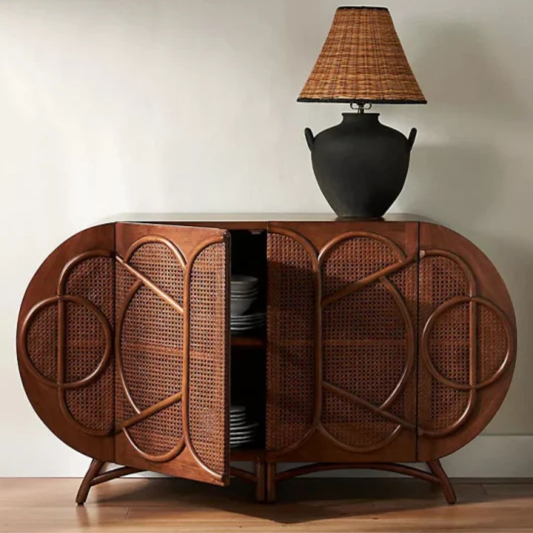 Rattan Handmade Brown Two Door Sideboard Rattan Handmade Brown Two Door Sideboard
